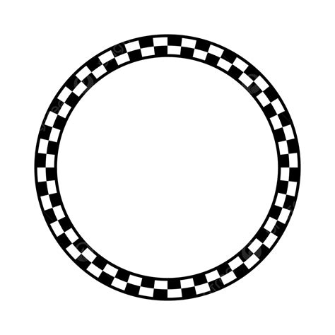 Black And White Checkered Circle Frame, Checkered Circular Border, Chequered Vector ...