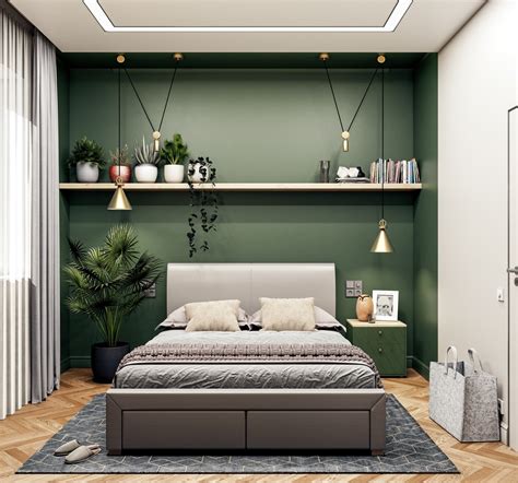 green grey and gold bedroom | Interior Design Ideas