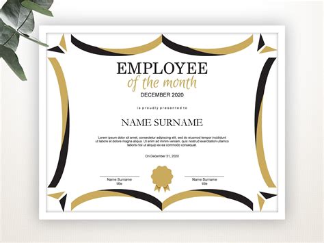 Employee Month Certificate Template