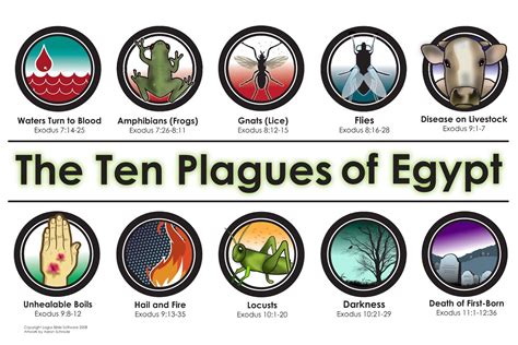 an image of the ten plagues of egypt with different symbols and words on it