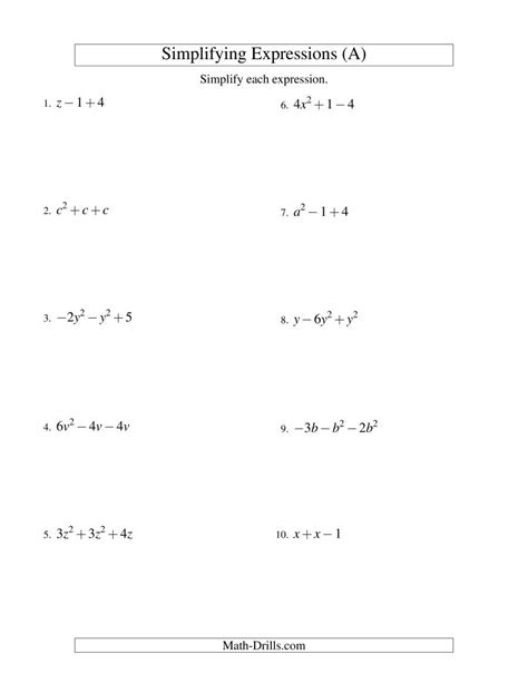 Simplifying Algebraic Expressions Worksheet Answers — db-excel.com