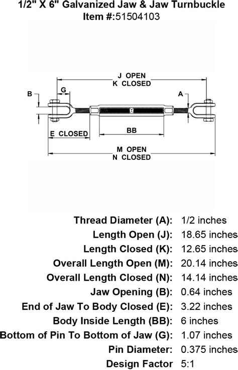 3/4" X 18" Galvanized Jaw & Jaw Turnbuckle