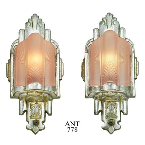 Art Deco Wall Sconces Antique Pink Slip Shade Lights 1930s Lighting (ANT-778) For Sale ...