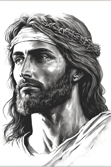 Jesus Drawing Portrait Jesus Wall Art Christian Decor Jesus - Etsy