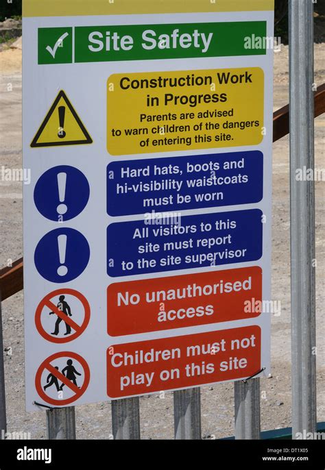 health and safety warning sign at construction site united kingdom Stock Photo - Alamy