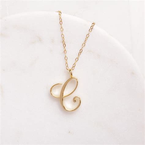 C Initial Necklace Cursive c Initial Gold Pendant Personalized, Monogram Gold Jewelry for Women ...