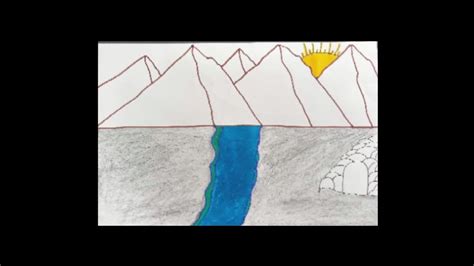 How to draw Mountain | Mountain Drawing Easy | Draw Mountain | Draw River | Mountain Drawing 😀 ...