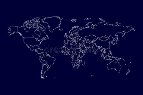 World Map Vector. Contour Of World Map Stock Illustration - Illustration of detailed, contour ...