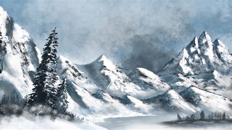 Easy How To Draw Snowy Mountains