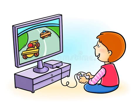 Happy Little Cute Kid Playing Video Game. the Boy Has Addiction To Computer Game Stock Vector ...