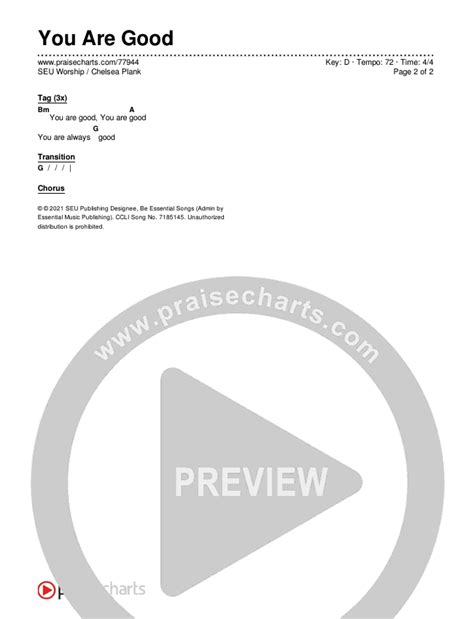 You Are Good Chords PDF (SEU Worship / Chelsea Plank) - PraiseCharts