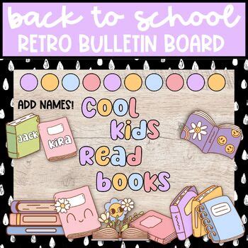 Retro Back to School Library Bulletin Board, August and September Door Decor