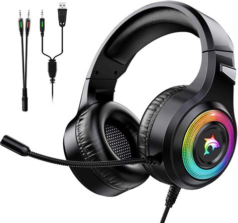 Gaming Headset,Gaming Headphones with RGB LED Lights, Noise Cancelling, Stereo PS Vita Headset ...