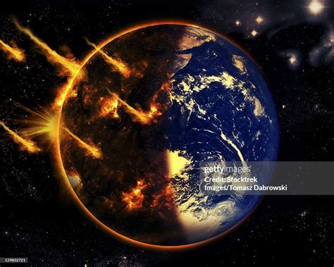 A Swarm Of Deadly Meteorites Impact Earth On Armageddon Day High-Res Vector Graphic - Getty Images