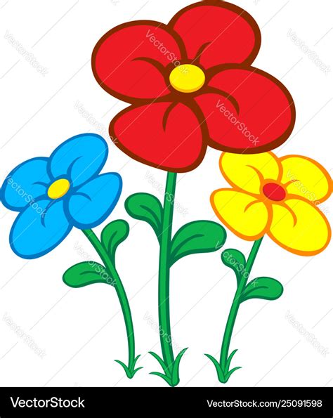 Colorful cartoon flowers Royalty Free Vector Image