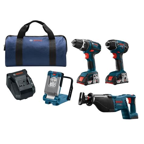 Bosch 4-Tool 18-Volt Power Tool Combo Kit with Soft Case (Charger Included and 2-Batteries ...