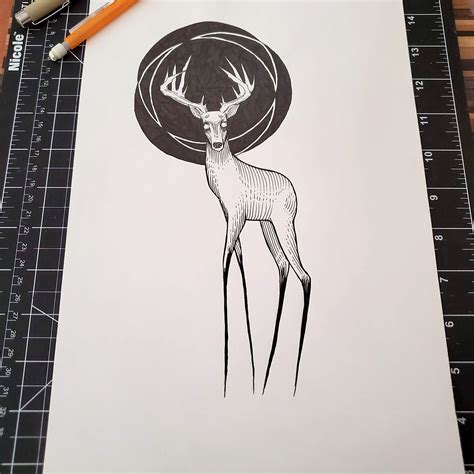 Creepy Deer - 9x12 on Storenvy