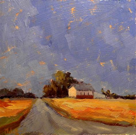 Heidi Malott Original Paintings: Autumn Sunset Landscape Barn Impressionism Daily Painting