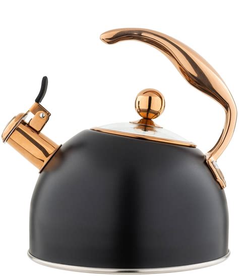 Viking 2.6-Quart Matte Black & Copper Stainless Steel Tea Kettle | Dillard's