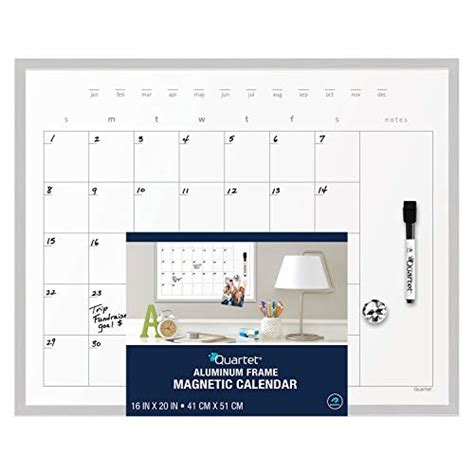 Quartet Dry Erase Calendar Board, Whiteboard / Whiteboard, Magnetic, 16 x 20 inches, Aluminum ...