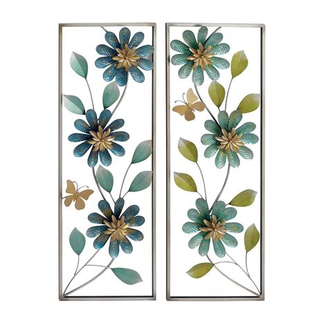 35" Green Metal Floral Wall Décor Set | Michaels