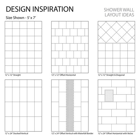 12" x 12" & 12" x 24" Shower Layout Inspiration | Tile layout, Tile layout patterns, Wall tiles ...