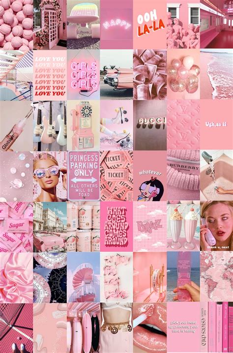 Peach Pink Wall Collage Kit Pink Aesthetic Photos VSCO | Etsy