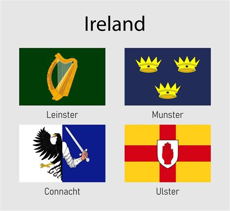 Set Flags of the provinces of Ireland, Irish regions flag collec 21852611 Vector Art at Vecteezy