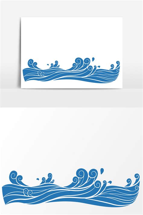 Blue Cartoon Sea Water Vector Elements | AI PNG Images Free Download - Pikbest