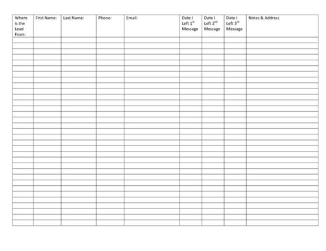 Blank Excel Sheet Printable | Stephenson