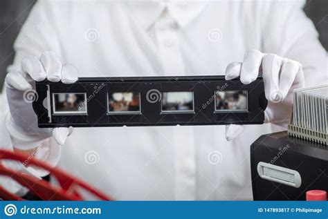 Hand Photographer Digitize Film Slide for Saving Stock Image - Image of photographic ...