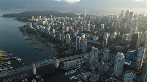 Aerial view of the skyscrapers in Downtown of Vancouver, Canada 25281834 Stock Video at Vecteezy