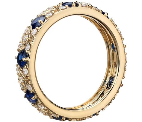 Sapphire and Diamond Eternity Ring in 18K Yellow Gold - Tanary Jewelry