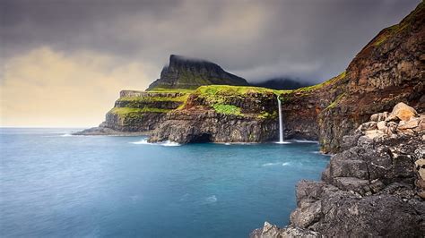 HD wallpaper: Waterfalls, Faroe Islands | Wallpaper Flare