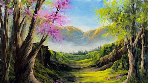 Landscape Painting Livestream | Acrylic | Paintings By Justin - YouTube