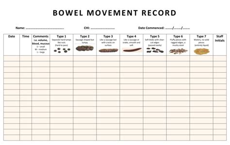 Free Printable Bowel Movement Record Chart - Free Printable Templates