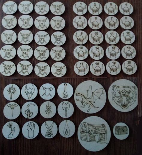 Dnd Tokens D&D Wooden Engraved. Dungeon and Dragons Set - Etsy UK