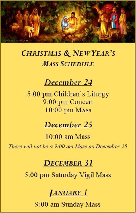 Christmas Mass Schedule | St. Theresa Catholic Church