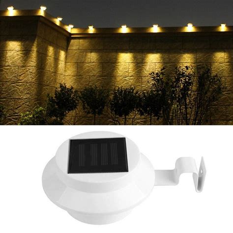 2020 Outdoor Solar Gutter Lights White 3 LED Solar Powered Waterproof Security Lamp For Eaves ...