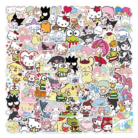 Buy 100Pcs Cute Stickers Pack Hello Kitty Stickers MyMelody&Kuromi Stickers Cinnamoroll ...