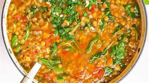 Spinach Lentil Soup Recipe | Vegetarian Dishes