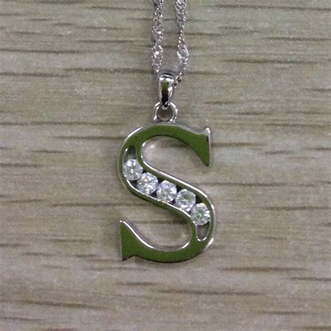 Sterling Silver Alphabet Necklace, Letter S T U V W X Y Z