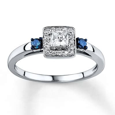 Kay Jewelers Blue/White Diamond Ring 1/3 carat tw 10K White Gold- Engagement Rings