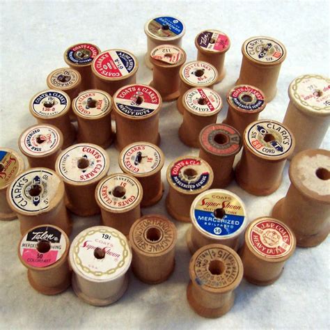 Lot of 30 Vintage Wooden Thread Spools