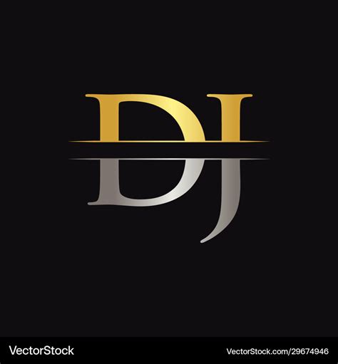 Initial dj letter logo design with gold and Vector Image