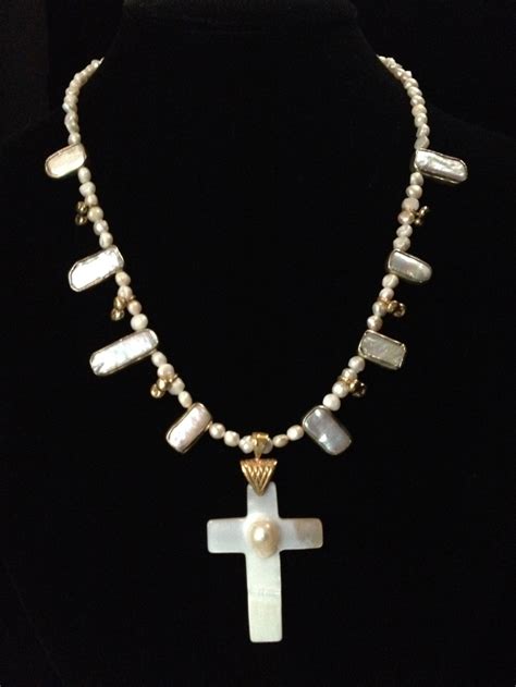 Pearl Cross Necklace - Etsy