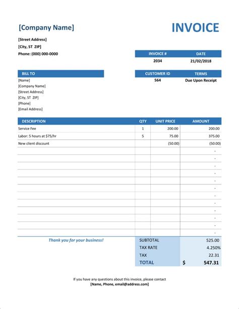 40 Free Invoice Templates In Microsoft Excel And DOCX Formats | Invoice template word, Invoice ...