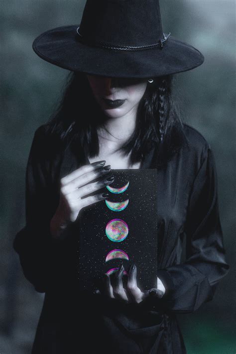 Glitch Moon Phase Witchy Notebook, Goth Aesthetic Hardcover Journal - Etsy