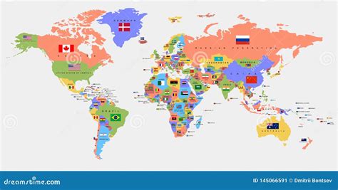 World Map Color Countries - Tourist Map Of English