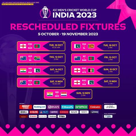 Cricket World Cup fixtures revised: India vs Pakistan shifted to October 14; eight other matches ...